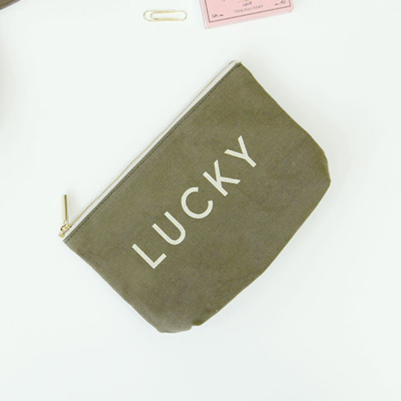 Khaki - Around'D lucky zipper pouch Khaki - Around'D lucky zipper pouch