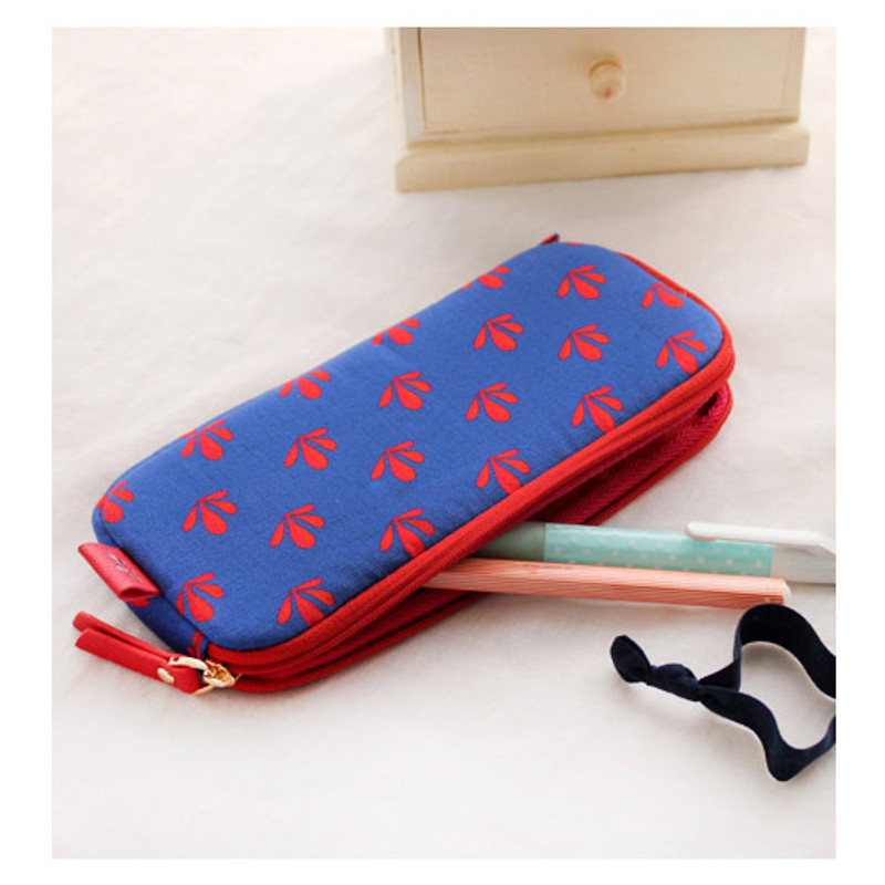Blue - Rim pattern cotton pen pencil case Blue - Rim pattern cotton pen pencil case