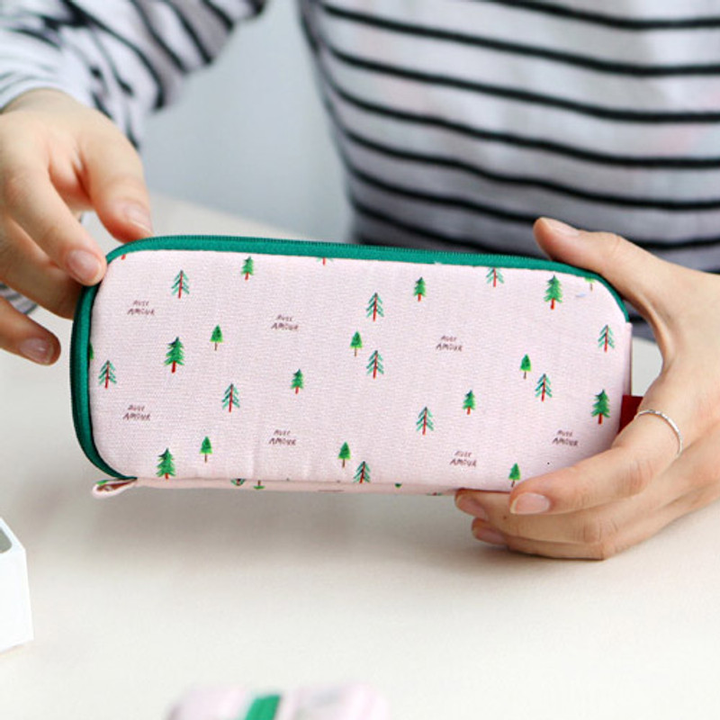 Pink tree - Rim pattern cotton pen pencil case Pink tree - Rim pattern cotton pen pencil case