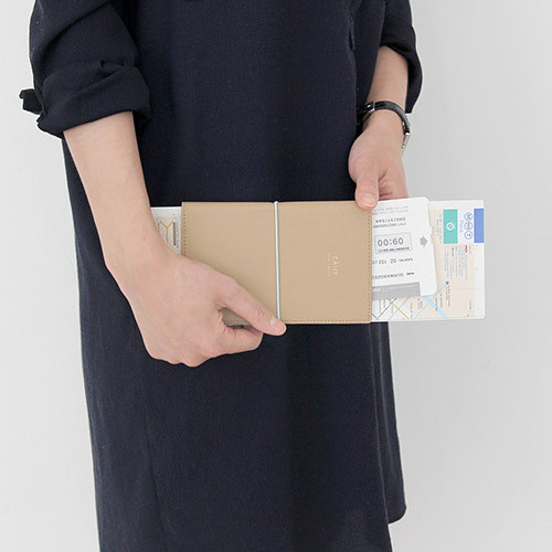 Beige - Caily bon voyage RFID blocking passport case 