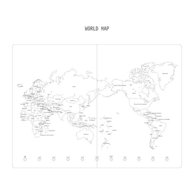 World map - Agenda large plain and lined notebook 