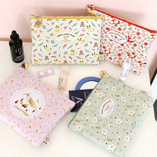 Willow story pattern flat zipper pouch