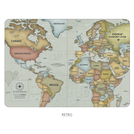 Retro - World map passport cover case ver.2