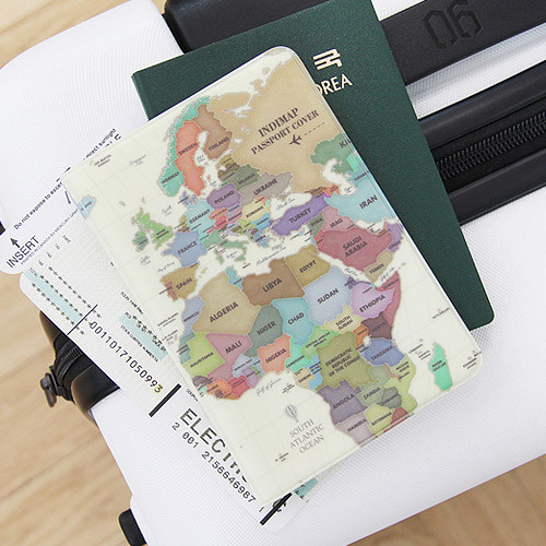 Pastel - World map passport cover case ver.2