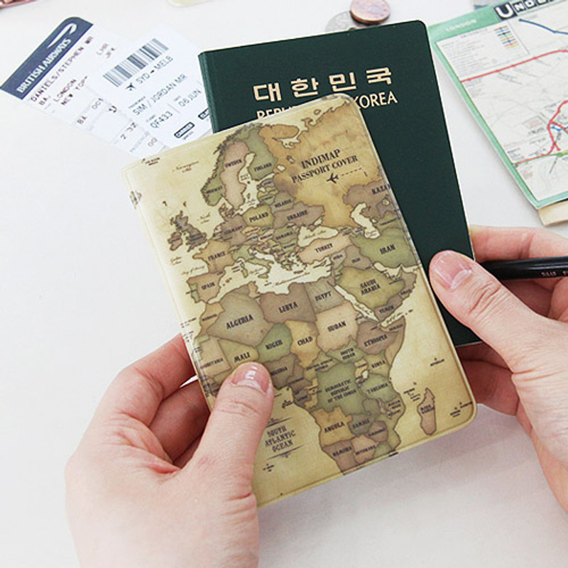 Antique - World map passport cover case ver.2