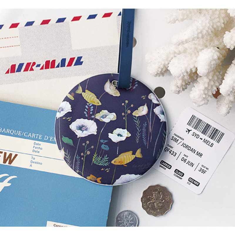 Navy - Willow story pattern travel luggage name tag  Navy - Willow story pattern travel luggage name tag