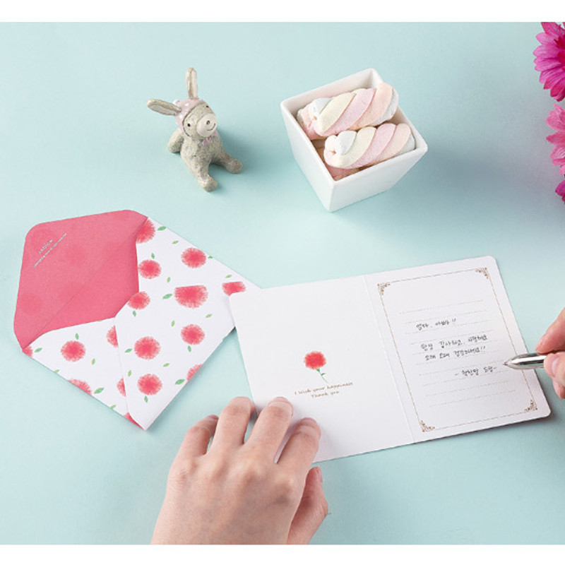 Carnation thank you mini card and envelope
