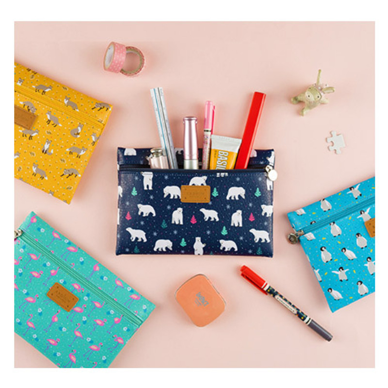Animal pattern flat zipper medium pouch  Animal pattern flat zipper medium pouch