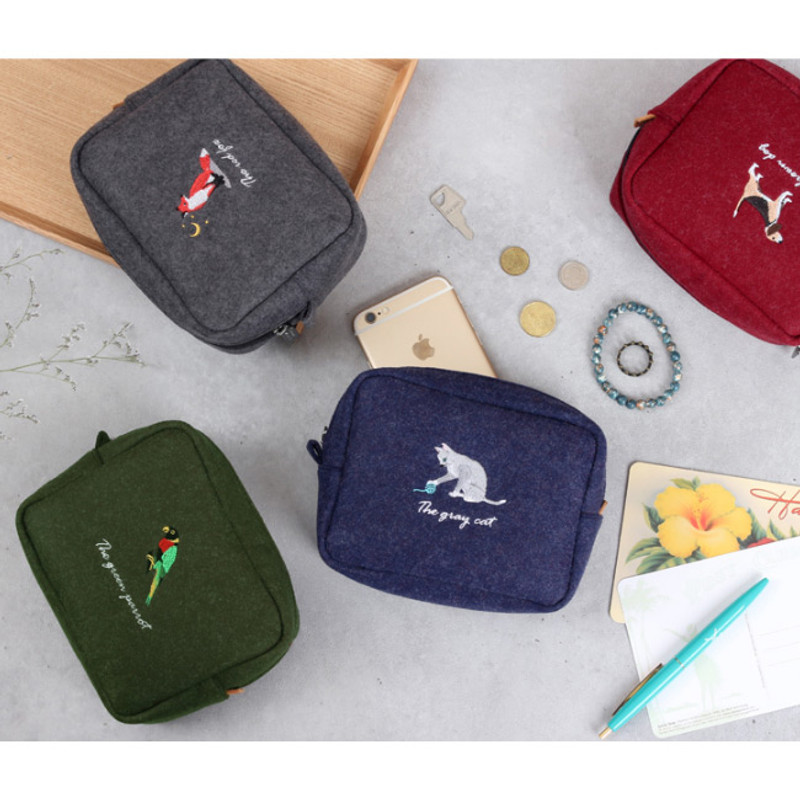 Tailorbird impressive contrast animal felt frame pouch Tailorbird impressive contrast animal felt frame pouch
