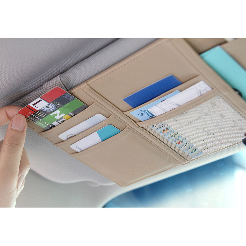 Beige - Wherever you go sun visor organizer