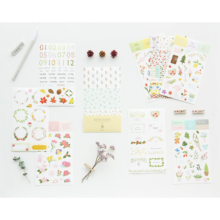 Blossom illustration deco sticker set 