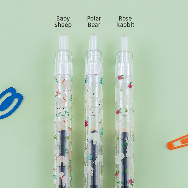 Style flower pattern knock retractable 0.5mm black gel pen