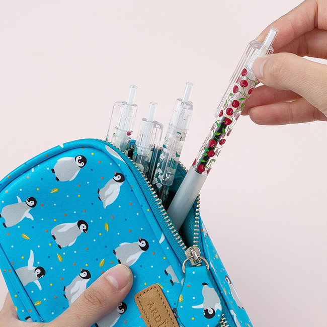 Style flower pattern knock retractable 0.5mm black gel pen