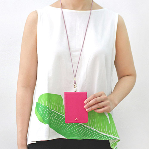 Pink - The Prism slim card wallet with neck strap