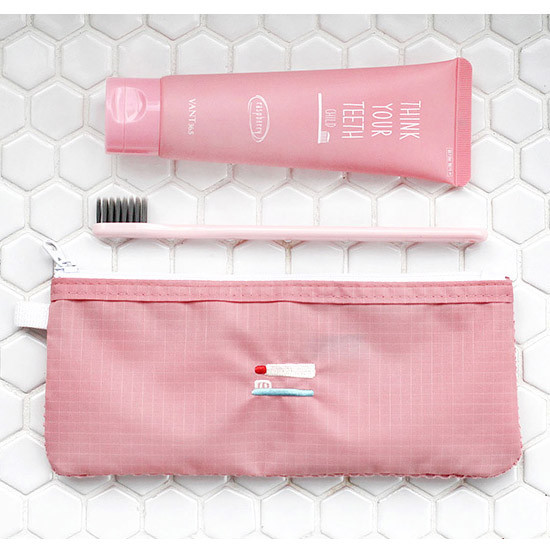 Indian pink - 2NUL Travel toothbrush slim zipper mesh pouch