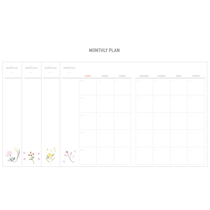 Monthly plan - Growing for a dream undated diary