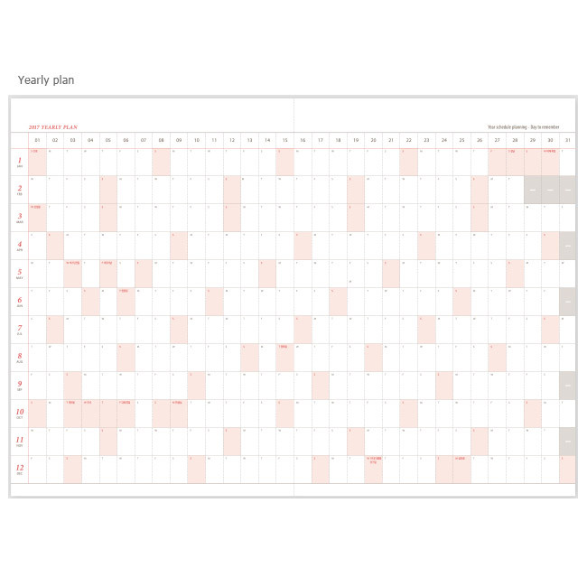 Yearly plan - Edit B5 monthly dated planner