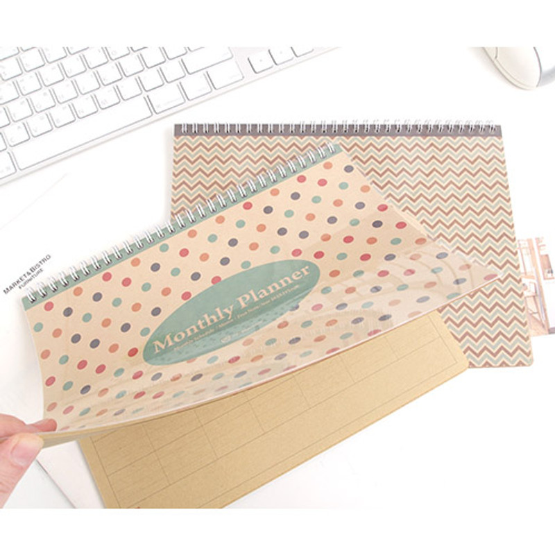 Wirebound Kraft undated monthly desk planner Wirebound Kraft undated monthly desk planner