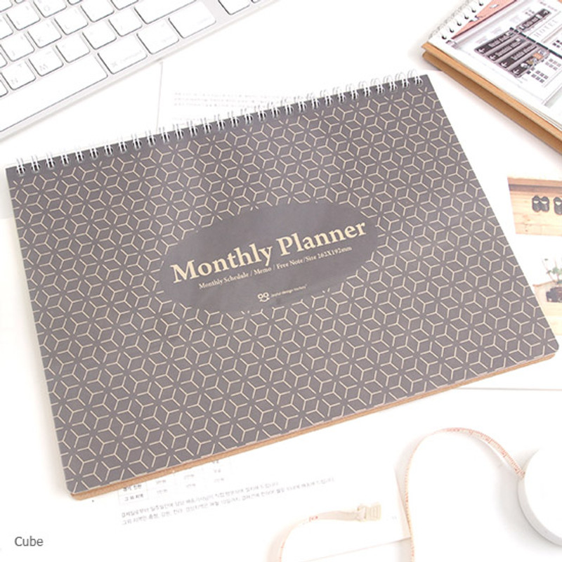 Cube - Wirebound Kraft undated monthly desk planner Cube - Wirebound Kraft undated monthly desk planner