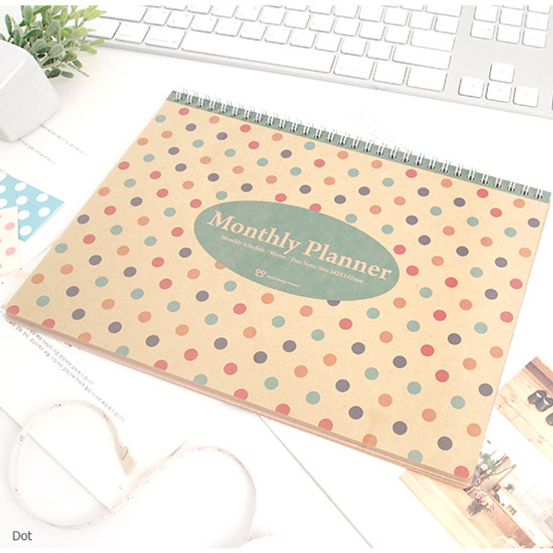 Dot - Wirebound Kraft undated monthly desk planner Dot - Wirebound Kraft undated monthly desk planner