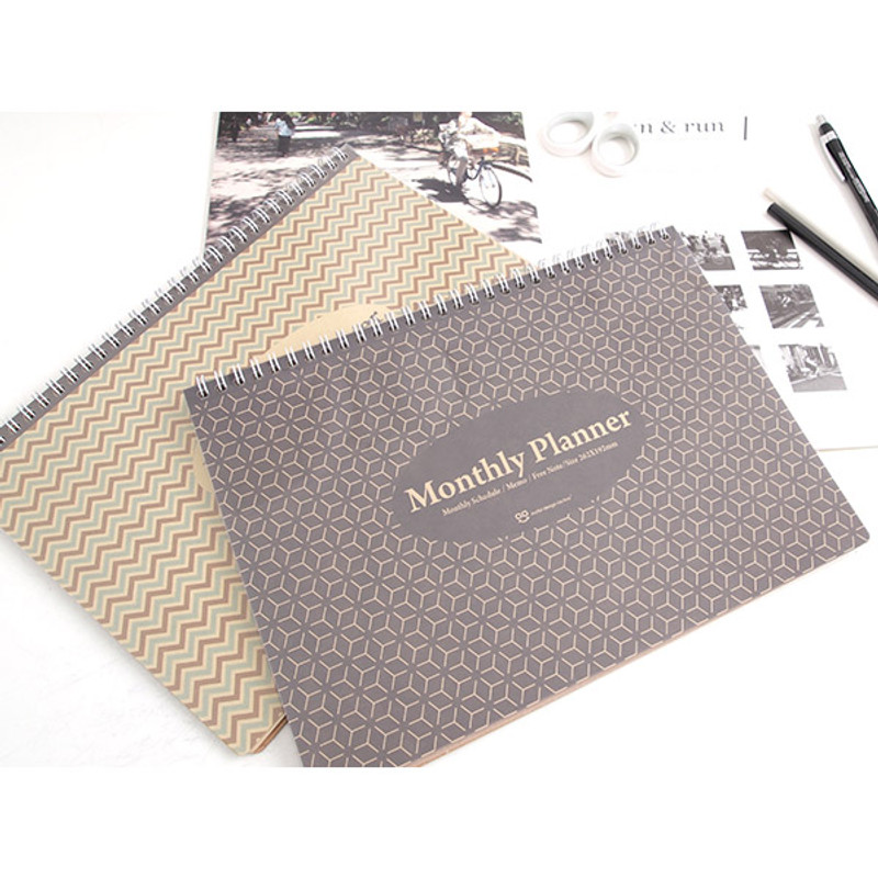 Wirebound Kraft undated monthly desk planner Wirebound Kraft undated monthly desk planner