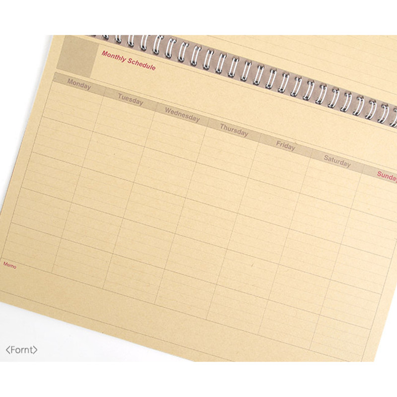 Monthly plan - Wirebound Kraft undated monthly desk planner Monthly plan - Wirebound Kraft undated monthly desk planner