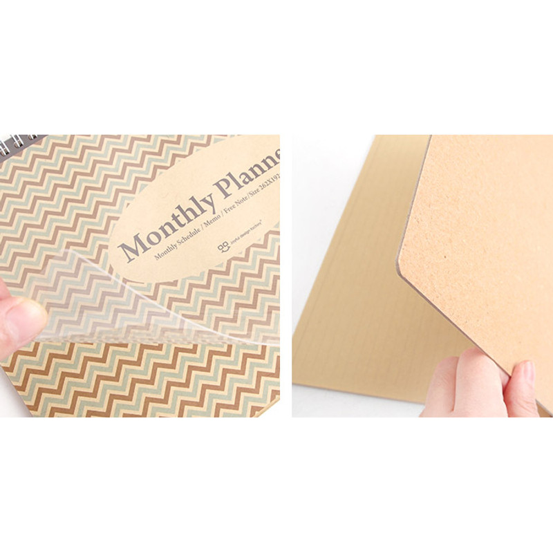 Detail of Wirebound Kraft undated monthly desk planner Detail of Wirebound Kraft undated monthly desk planner