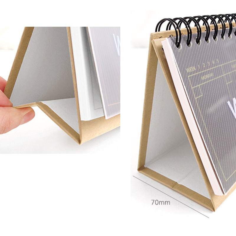 Wirebound Kraft undated weekly desk planner