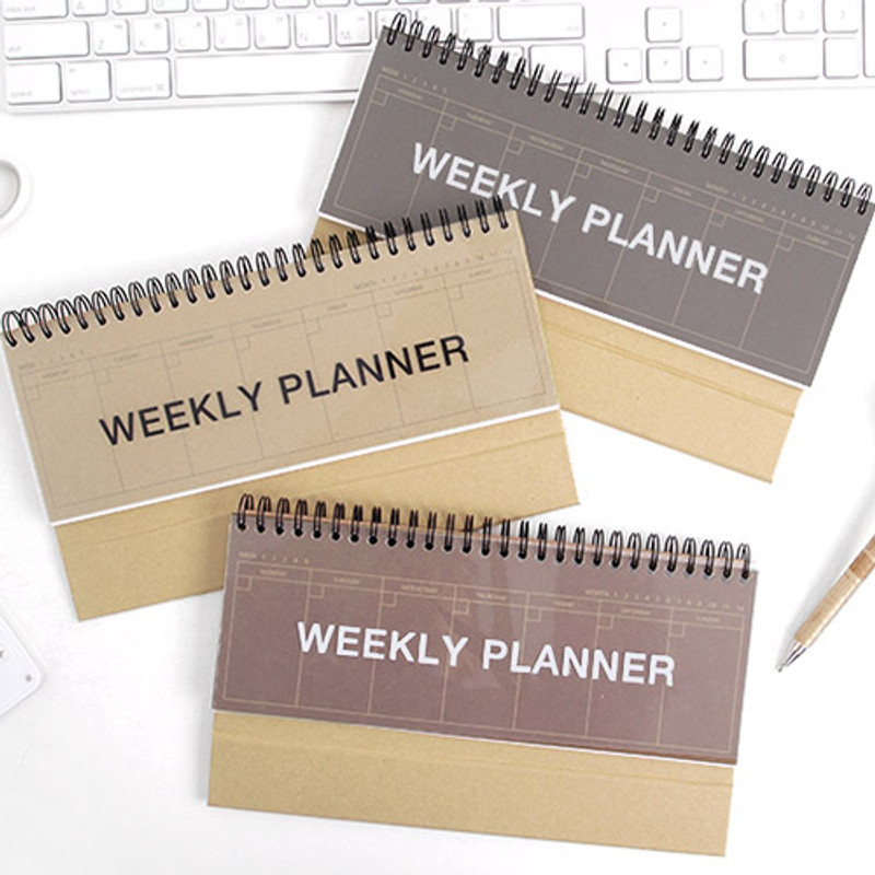 Wirebound Kraft undated weekly desk planner