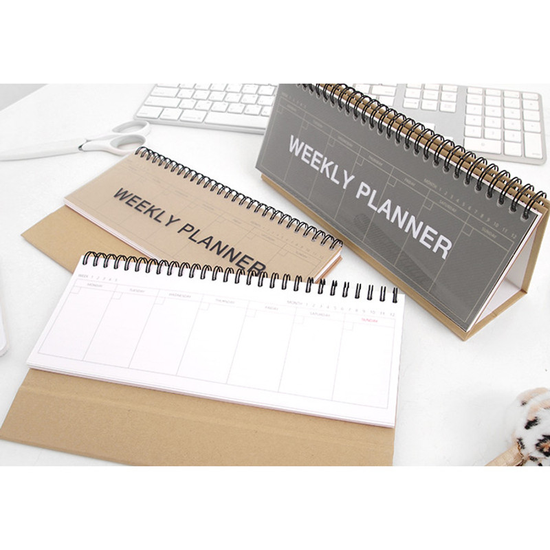 Wirebound Kraft undated weekly desk planner