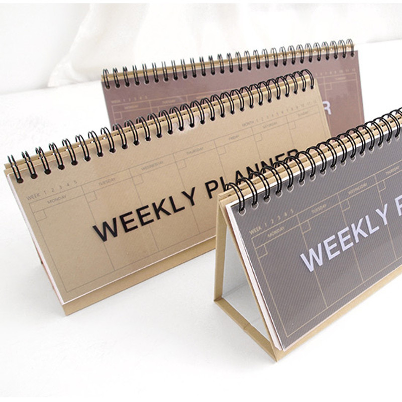 Wirebound Kraft undated weekly desk planner
