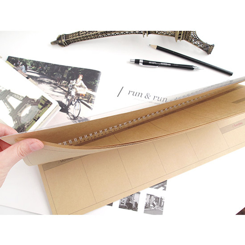 Wirebound kraft undated weekly desk planner