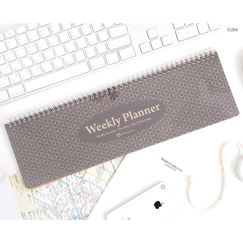 Cube - Wirebound kraft undated weekly desk planner
