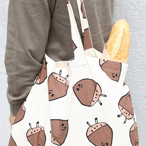 Chestnut - Jam Jam pattern cotton shopper tote bag 
