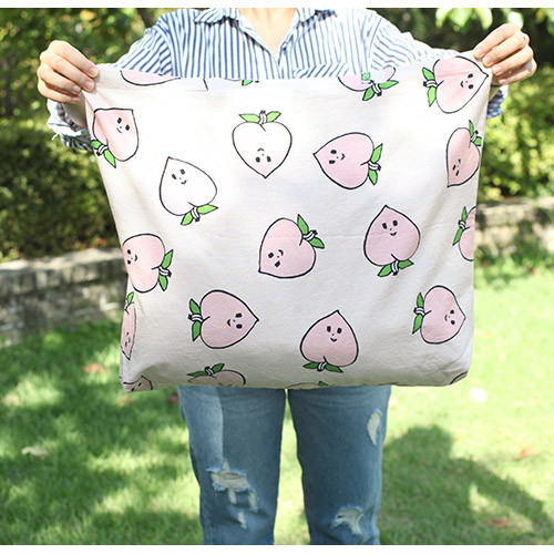 Peach - Jam Jam pattern cotton shopper tote bag 