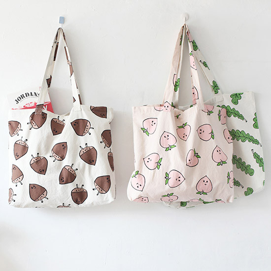 Jam Jam pattern cotton shopper tote bag 