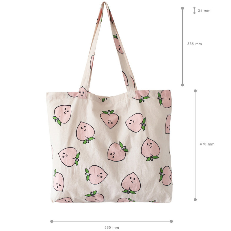 Size of Jam Jam pattern cotton shopper tote bag 