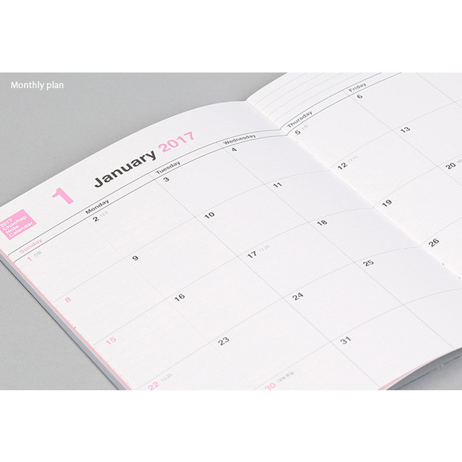 Monthly plan - 2017 Chachap Calendar note monthly dated planner