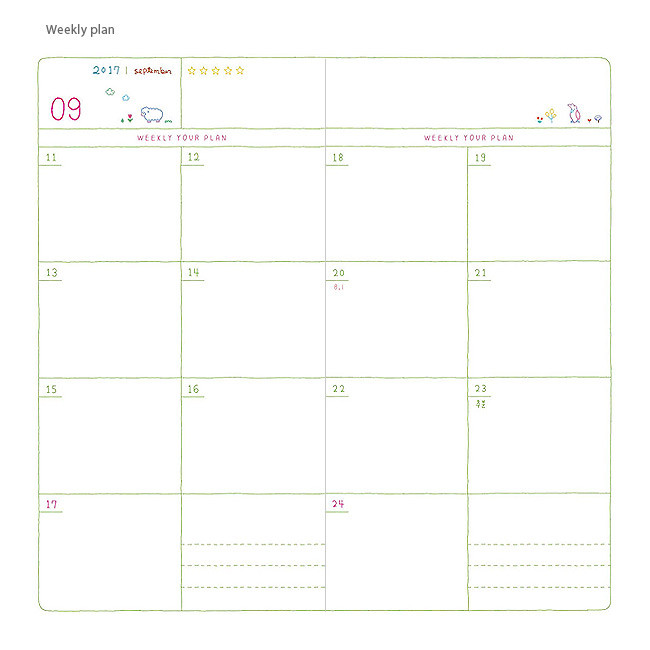 Weekly plan - 2017 Day N zoo pocket dated diary