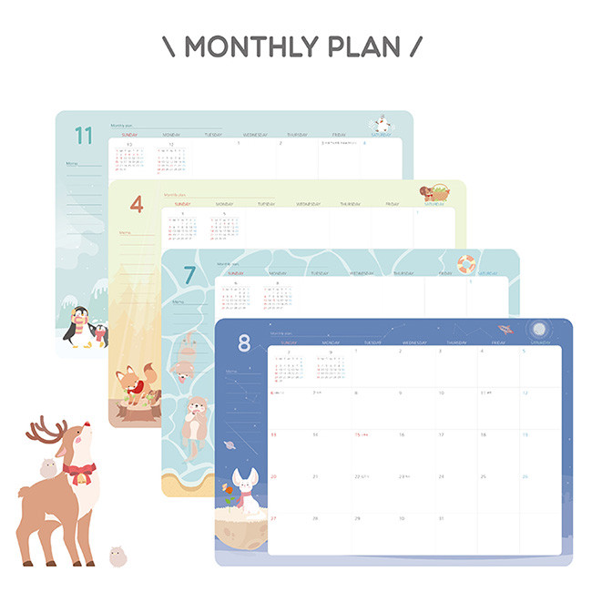Monthly plan - ChouChou cute illustrations dated diary 