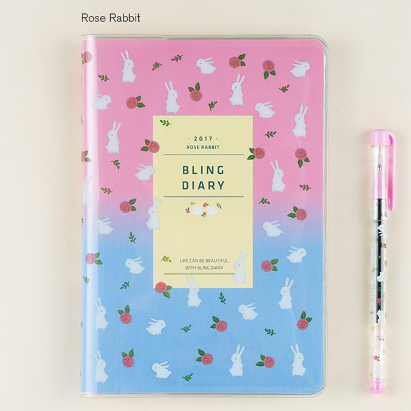 Rose rabbit - 2017 Bling pattern colorful dated diary
