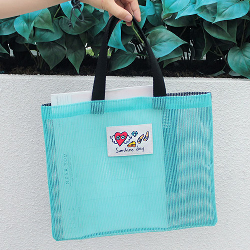 Mint - Afternoon Hello sunshine day small mesh tote bag  Mint - Afternoon Hello sunshine day small mesh tote bag