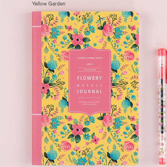Yellow garden - 2017 Flower pattern weekly dated journal