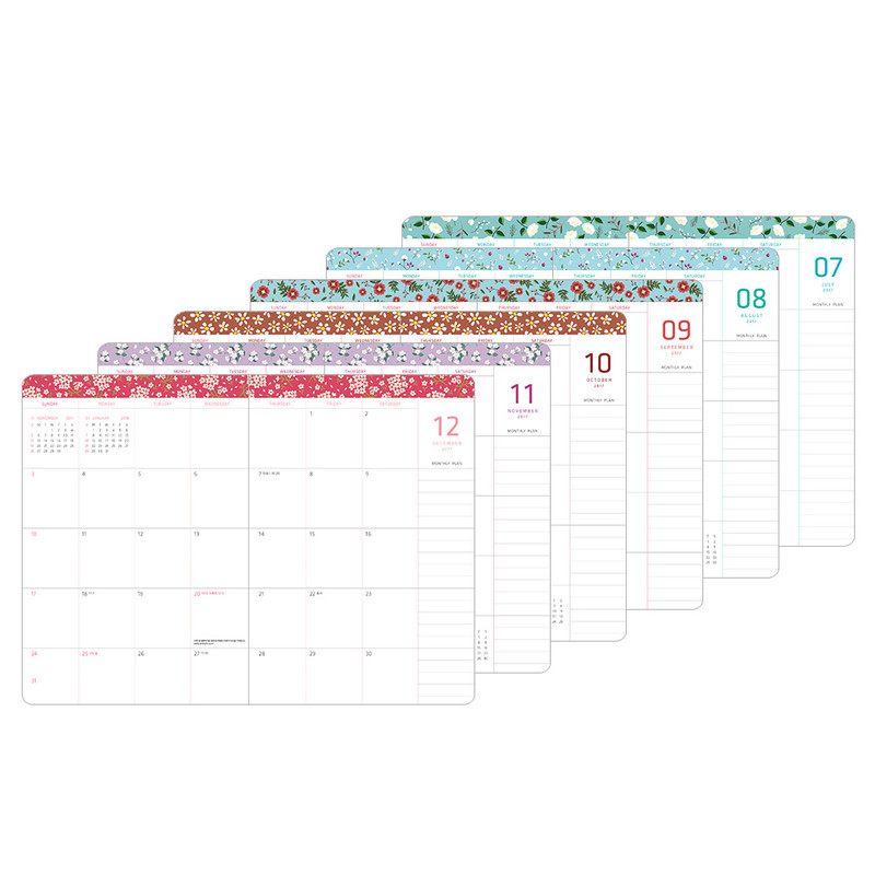 Monthly plan - 2017 Flower pattern weekly dated journal
