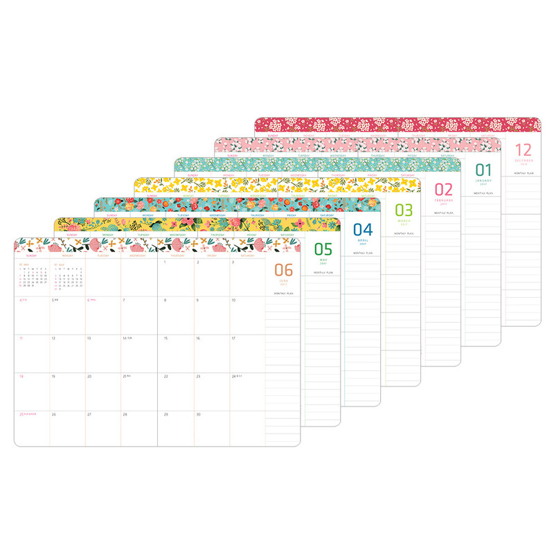 Monthly plan - 2017 Flower pattern weekly dated journal