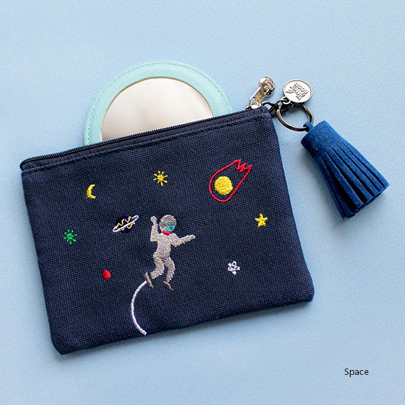 Space - In space small cotton zipper pouch 