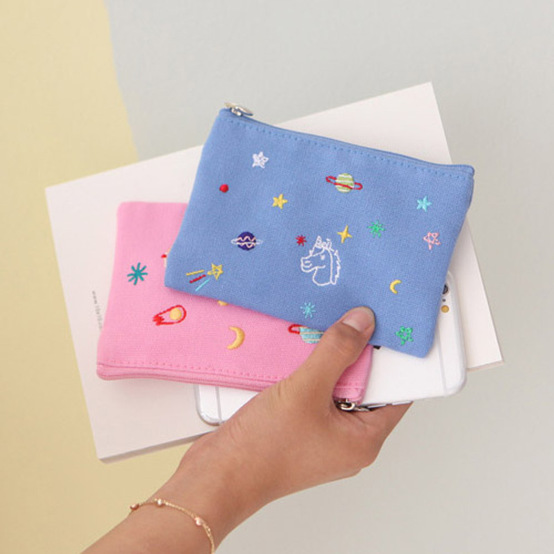 In space small cotton zipper pouch 
