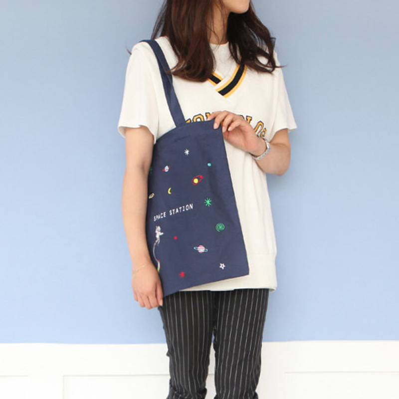 Space - In space cotton shoulder tote bag 
