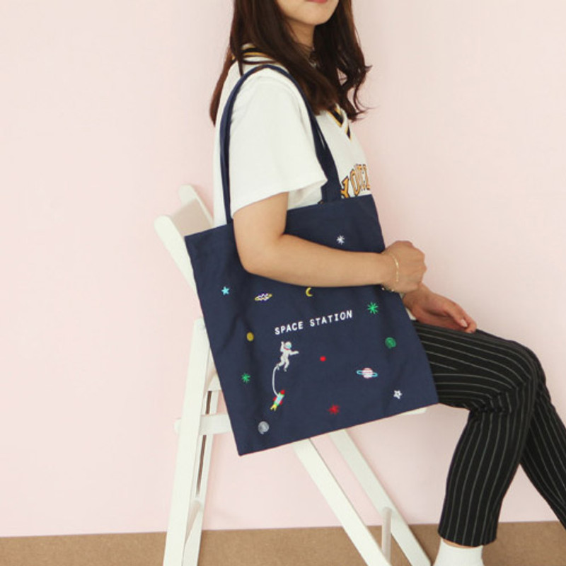 Space - In space cotton shoulder tote bag 