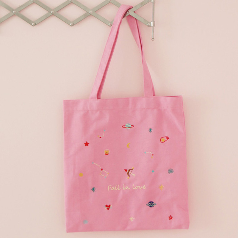 Love - In space cotton shoulder tote bag 